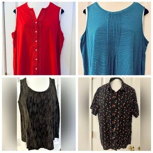 Land’s End & More 4-Pc Bundle Tops, women’s sz 1X, GUC, retail value = $138